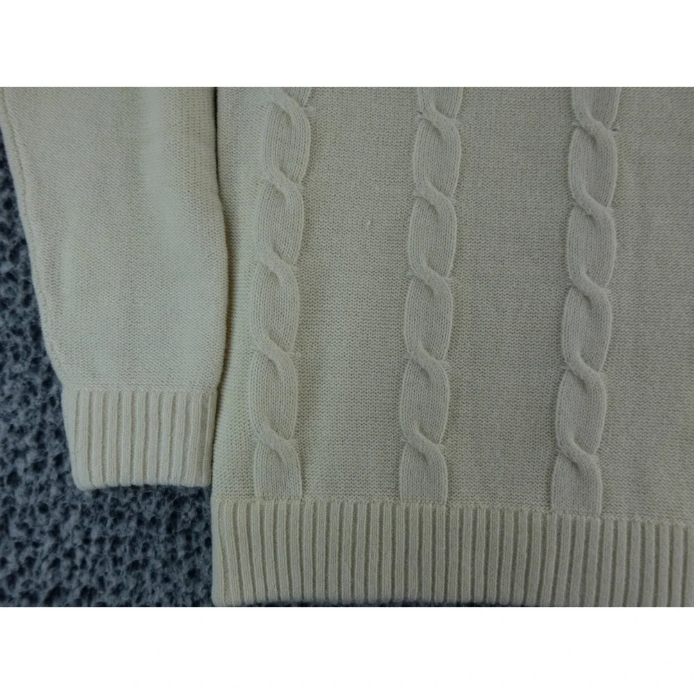 JACK THREADS Cream Cable Knit Crewneck Sweater Size Small‎ Zipper Detail